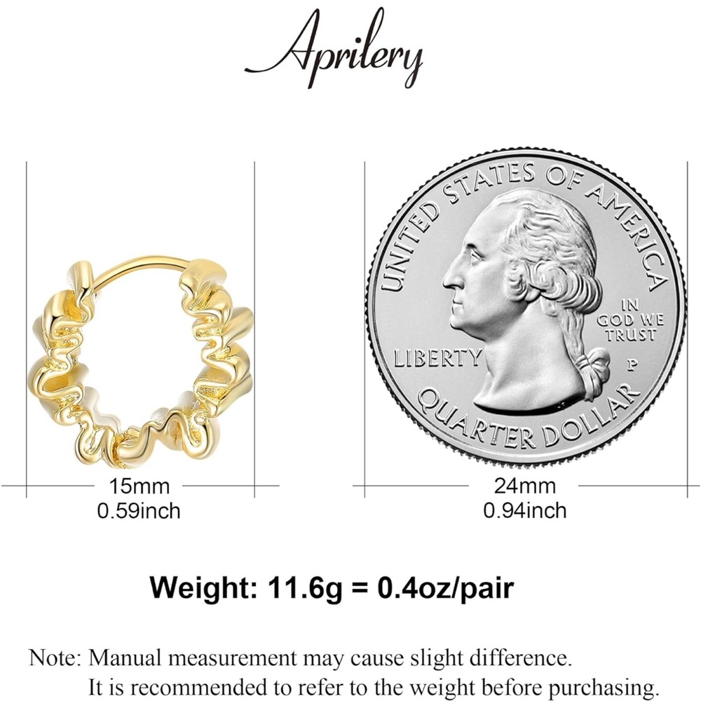 14k Yellow Gold Plated Huggie Hoops - Picture 2 of 2